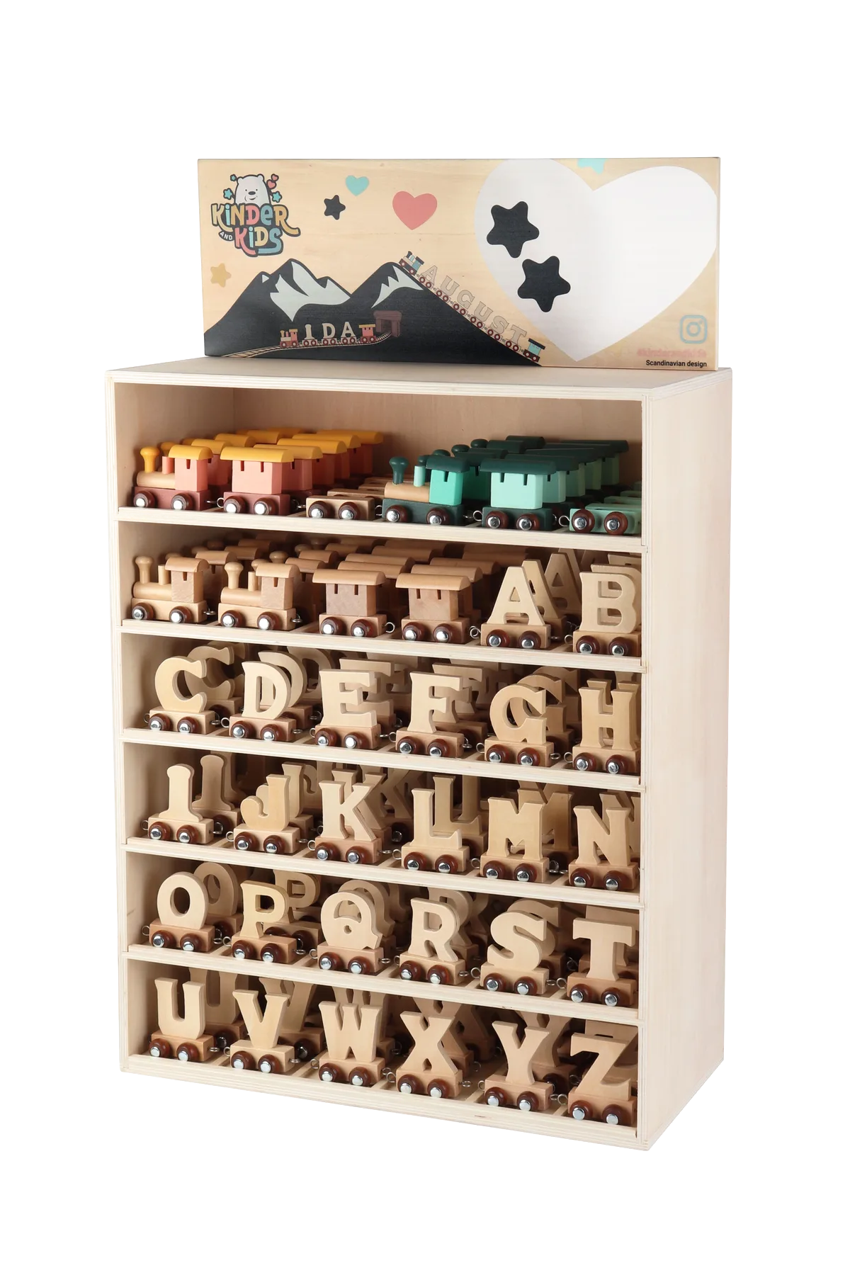 Kinder and Kids Display Buchstabenzug (180 Stk.), Natur